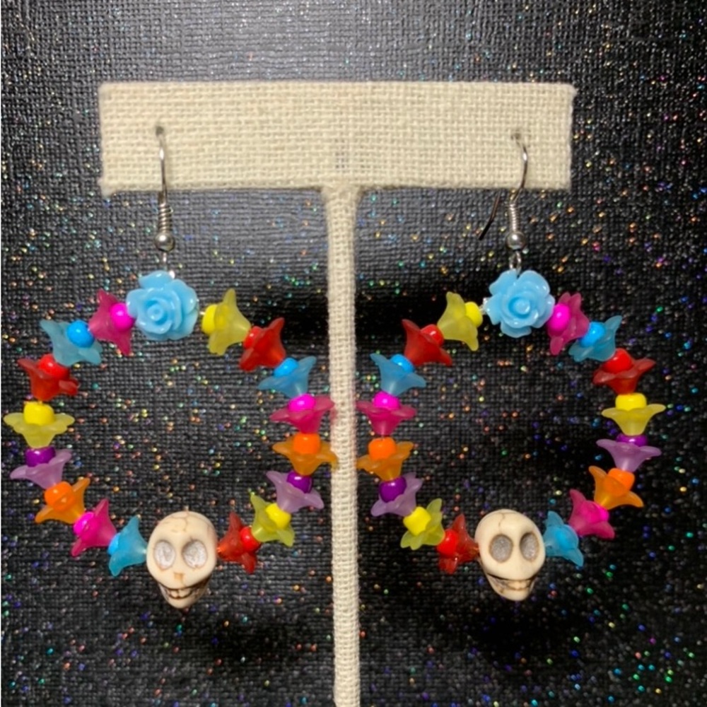 Day of the dead hoop earrings